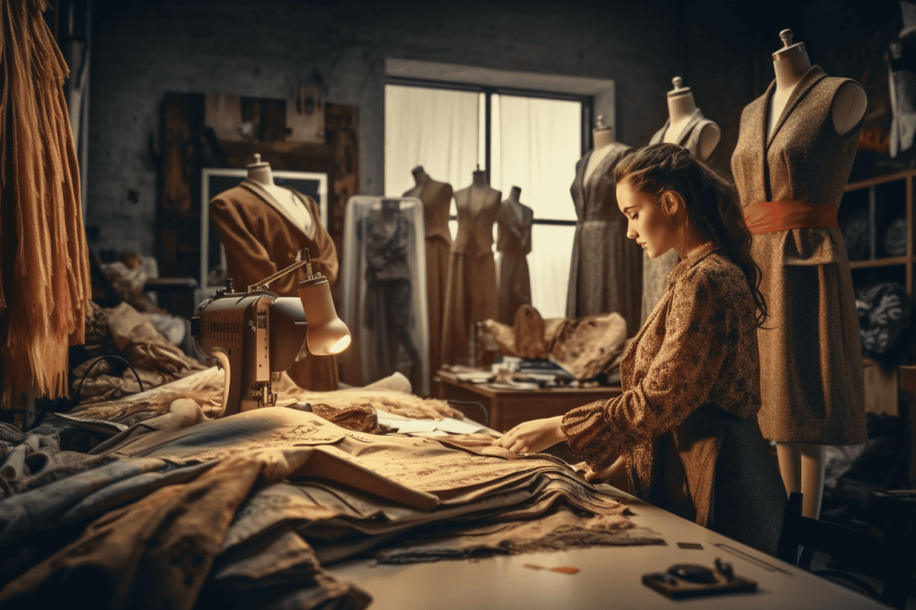Woman working in her atelier